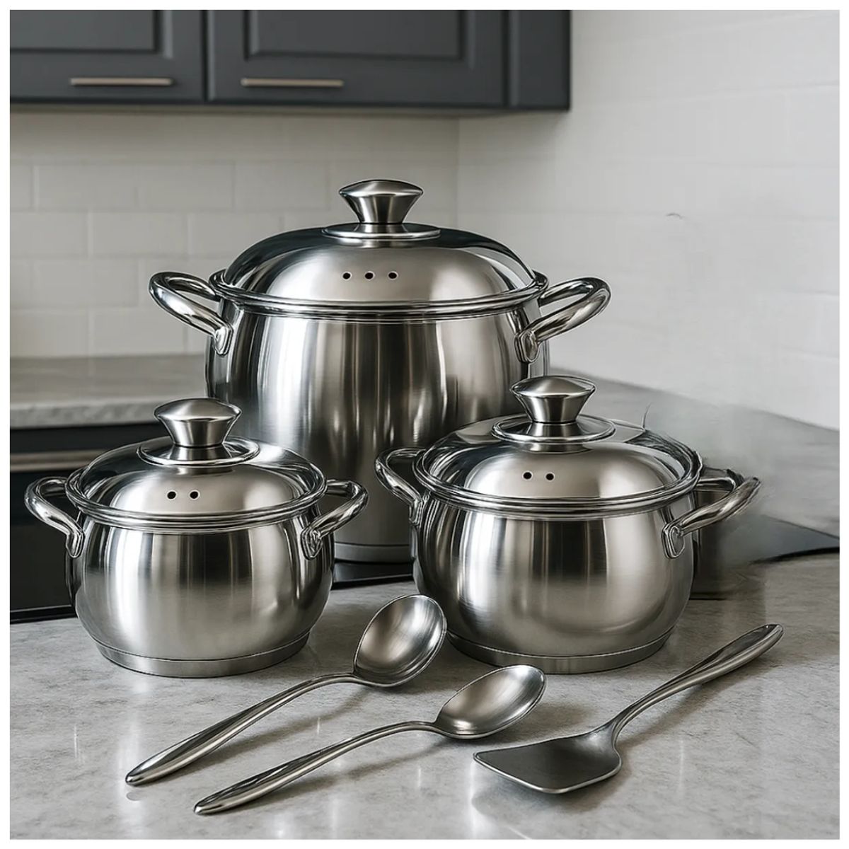 AMERICAN GENERICS - Batería Cocina Juego Ollas Acero Quirúrgico 369l Swisshome