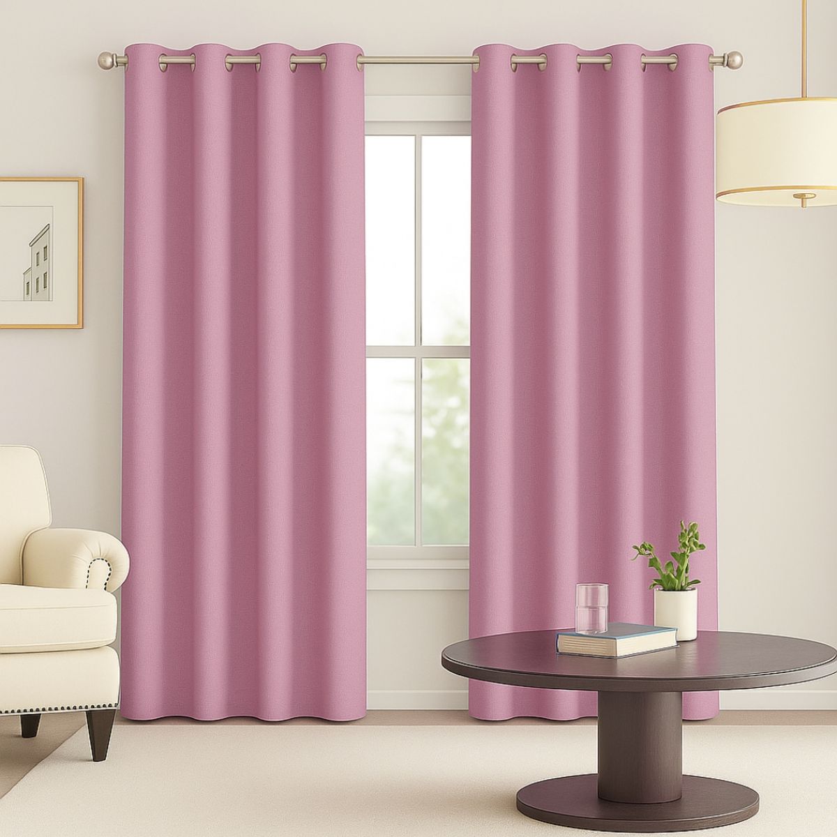 GENERICO - Juego Cortinas Blackout Antiluz Premium Rosado 270x200 cm