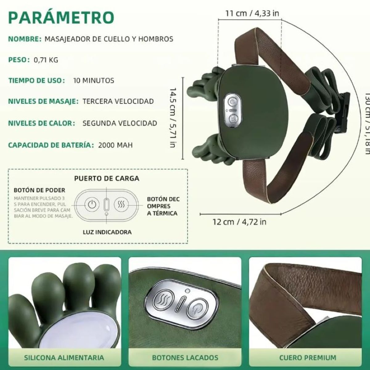 ZHOPI CO - Masajeador Electrico Cuello Hombros Manitos Portatil