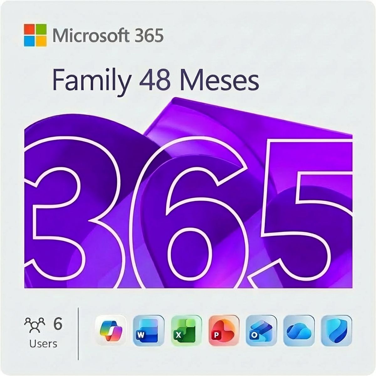 MICROSOFT - Microsoft Office 365 Familia 48 Meses - 6 Usuarios 6TB OneDrive 30 Dispositivos PIN Original