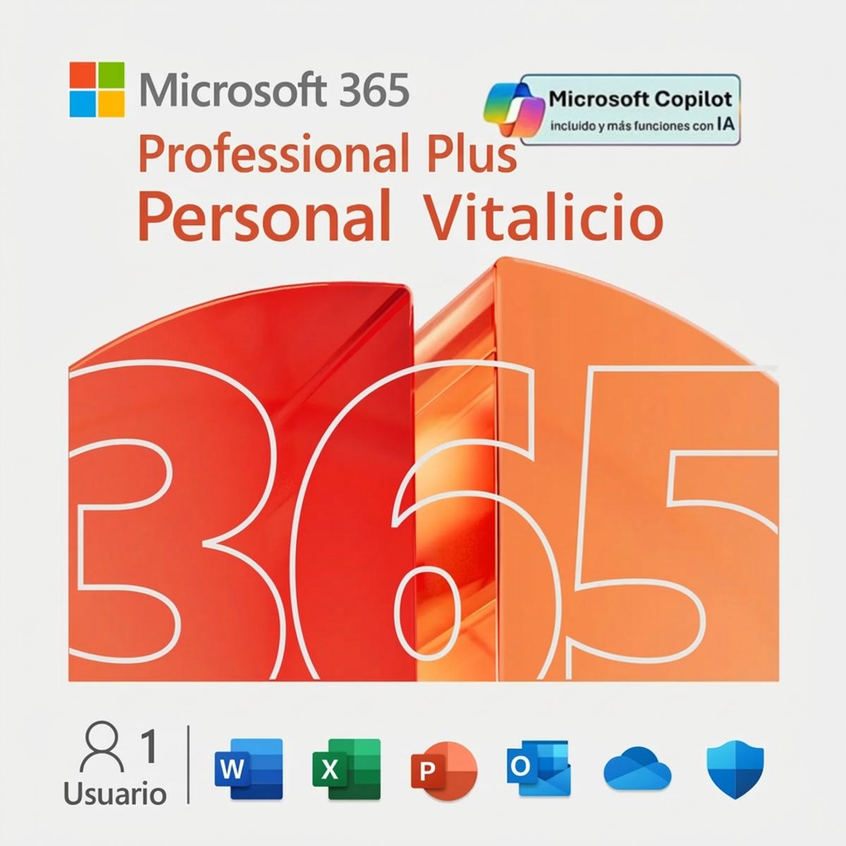 MICROSOFT - Microsoft Office 365 Personal Professional Plus Vitalicio - 5 Dispositivos 100GB OneDrive