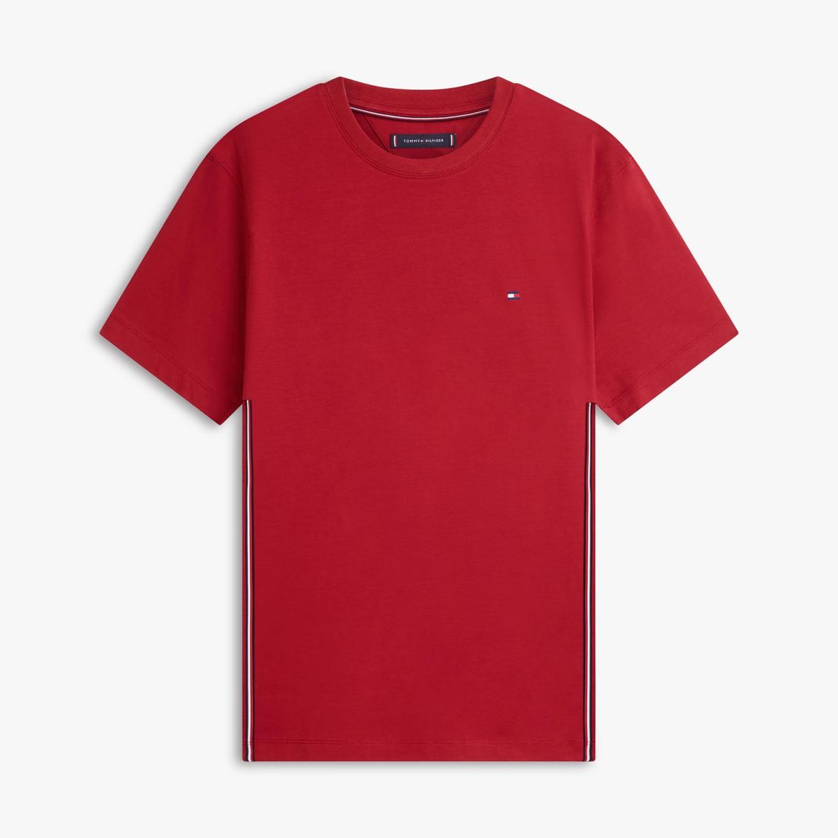TOMMY HILFIGER - Camiseta roja de punto con rayas global stripe Tommy Hilfiger