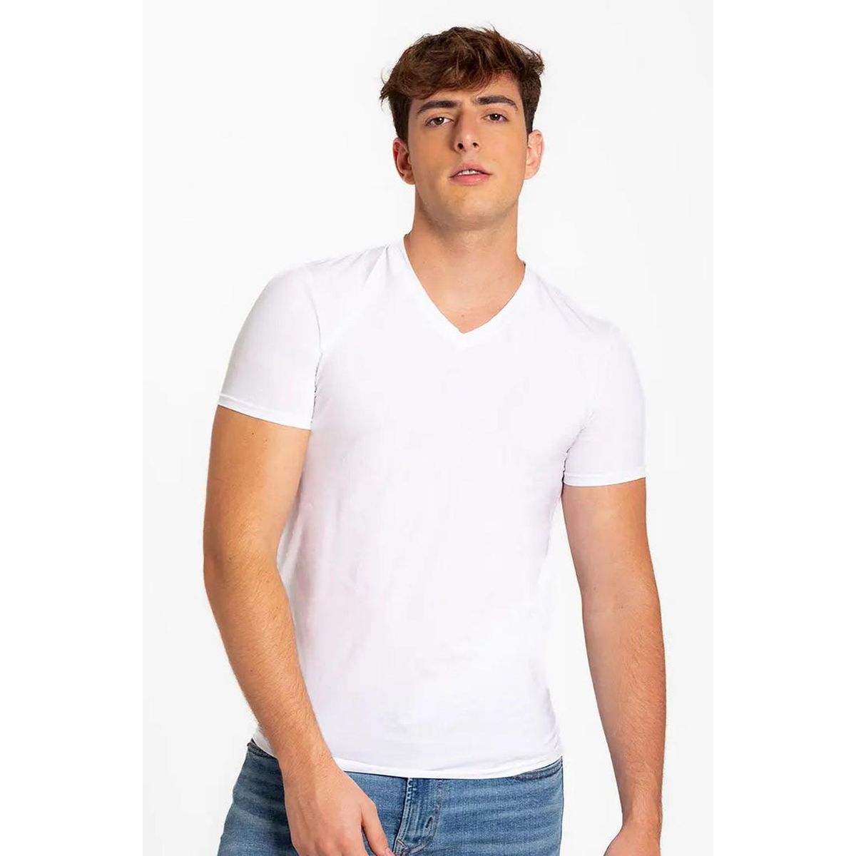 DIANE & GEORDI - Camiseta cuello V (3987) - Blanco