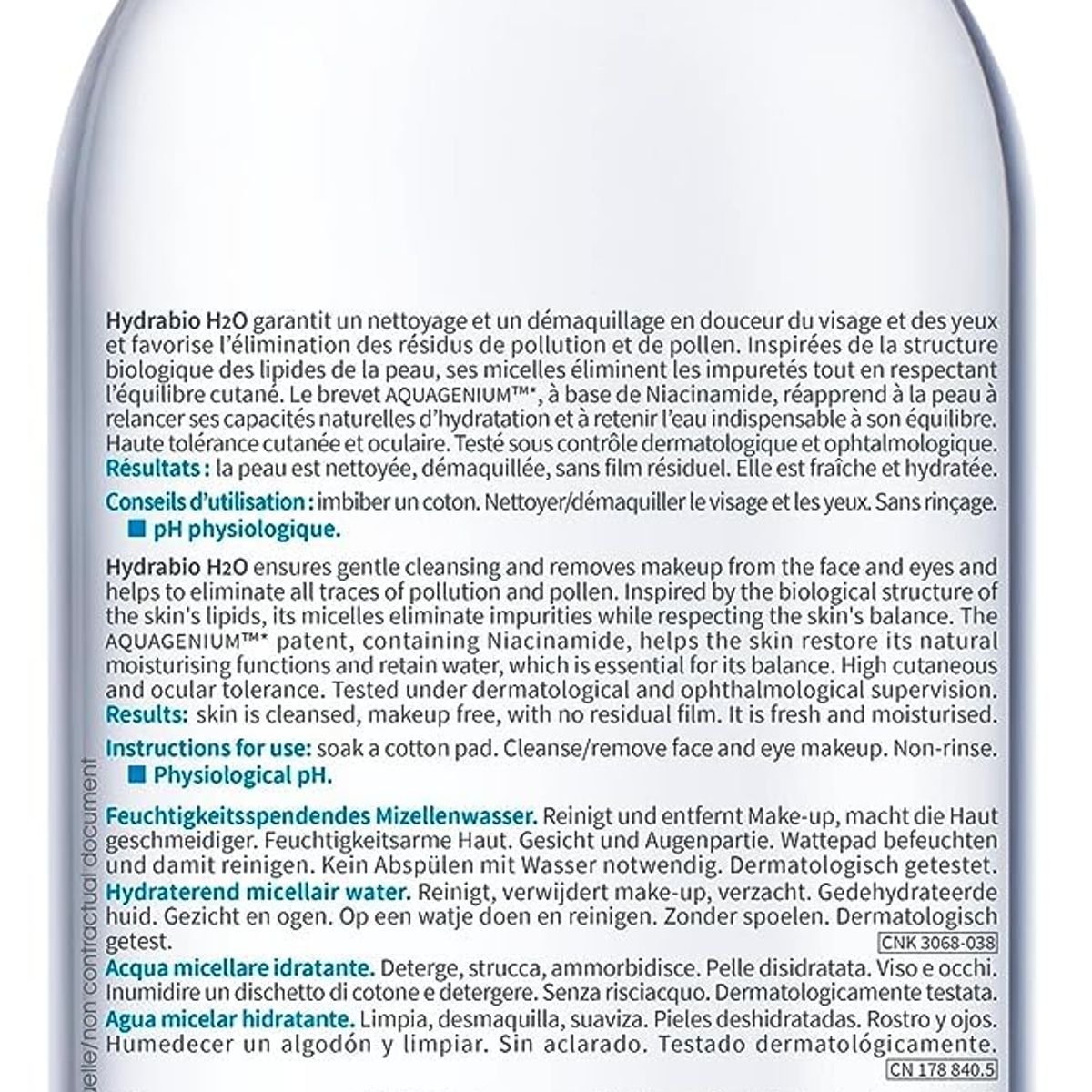 BIODERMA - Bioderma - Agua micelar Hydrabio H2O - Limpiador facial y desmaquillante