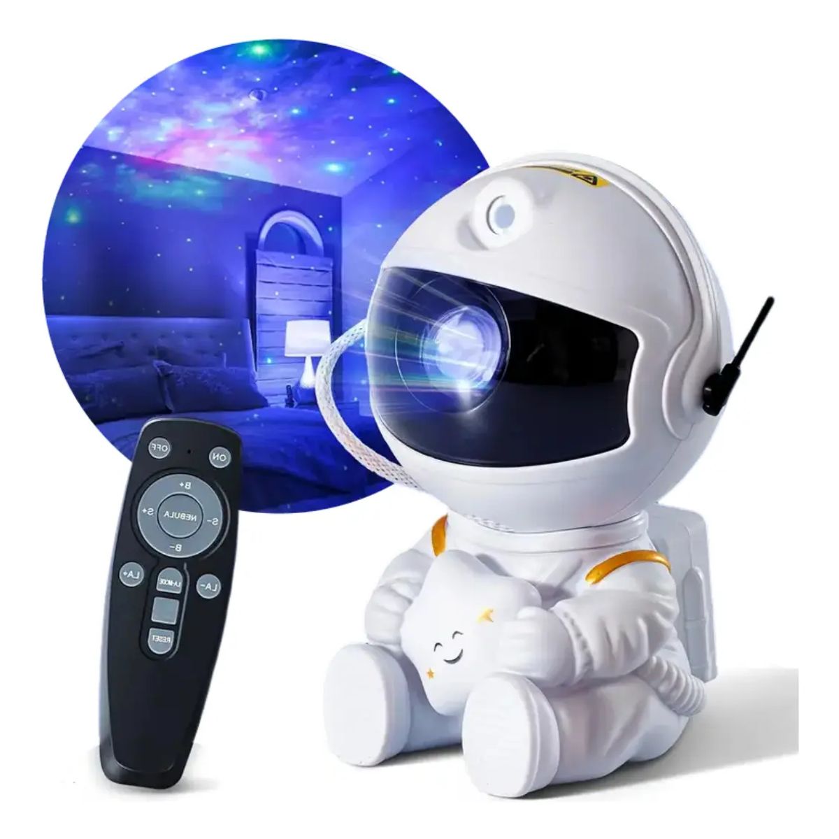 GENERICO - Proyector Galaxia Astronauta LED Control Luz Nocturna Infantil