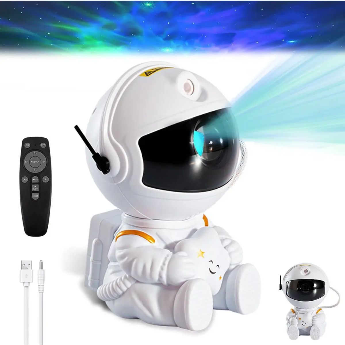 GENERICO - Proyector Galaxia Astronauta LED Control Luz Nocturna Infantil