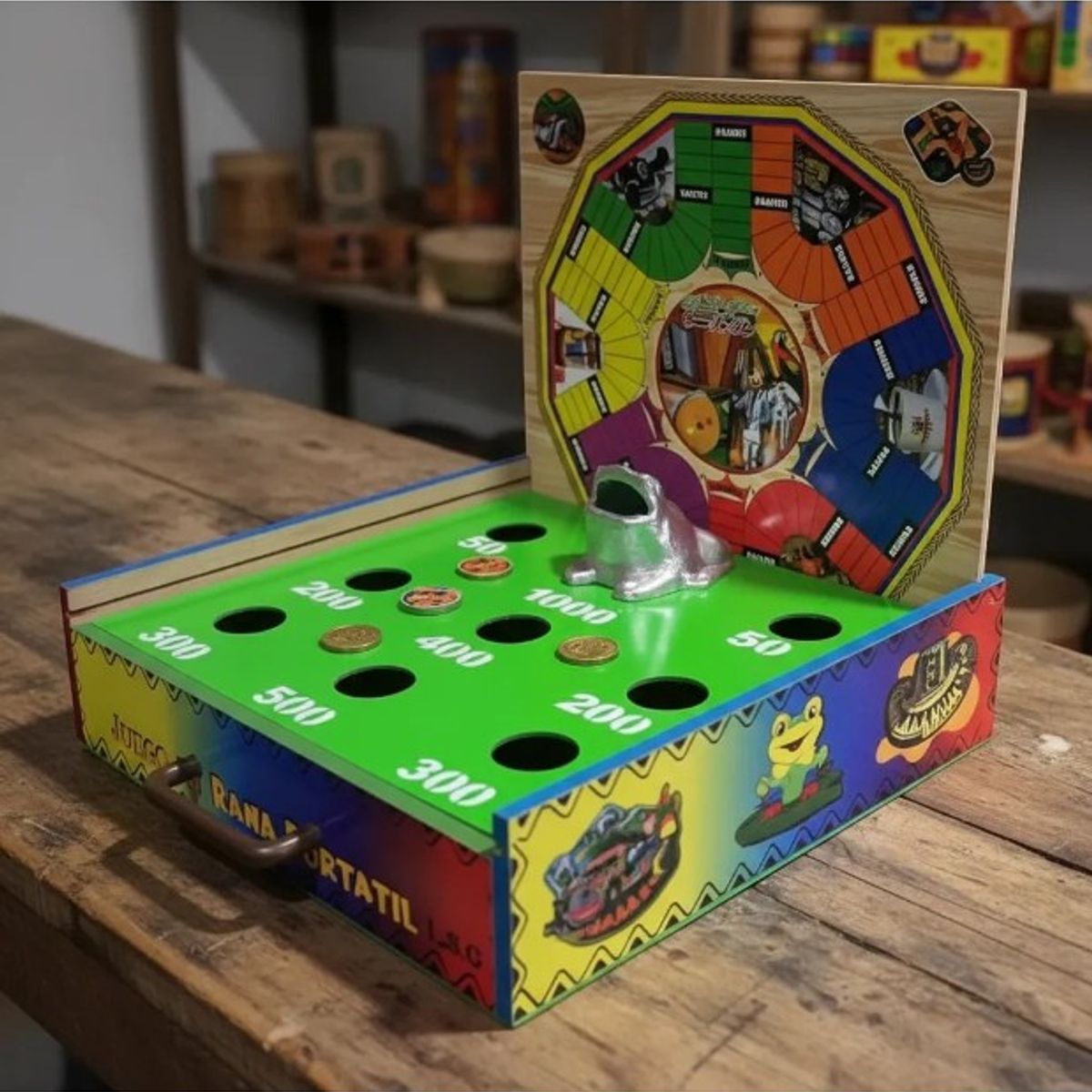 ARTESANAL - juego de mesa rana con parques