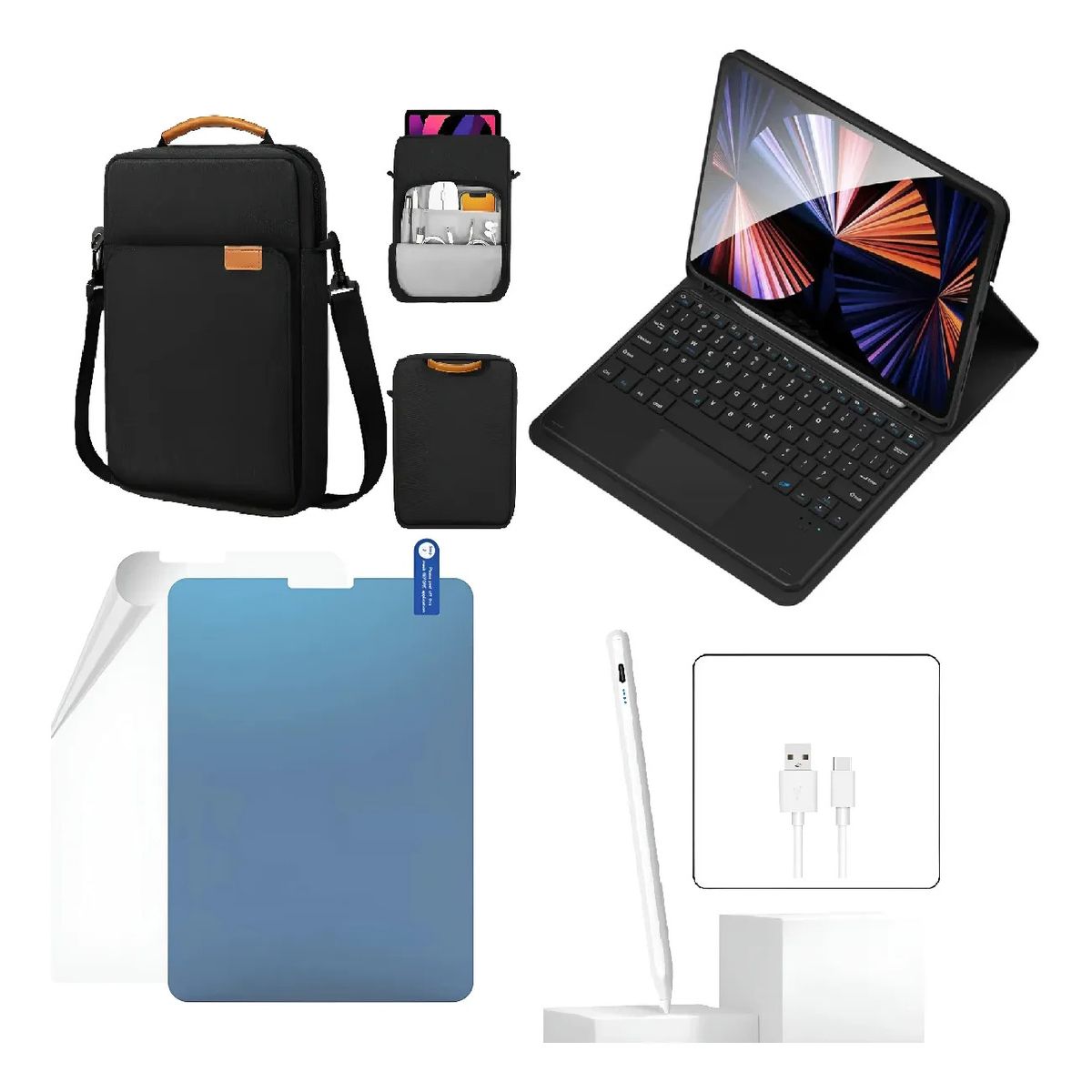 GENERICO - FORRO ESTUCHE TECLADO TRACK PAD PARA TABLET LENOVO TAB K11 + BOLSO + PAPER LIKE + LAPIZ NEGRO