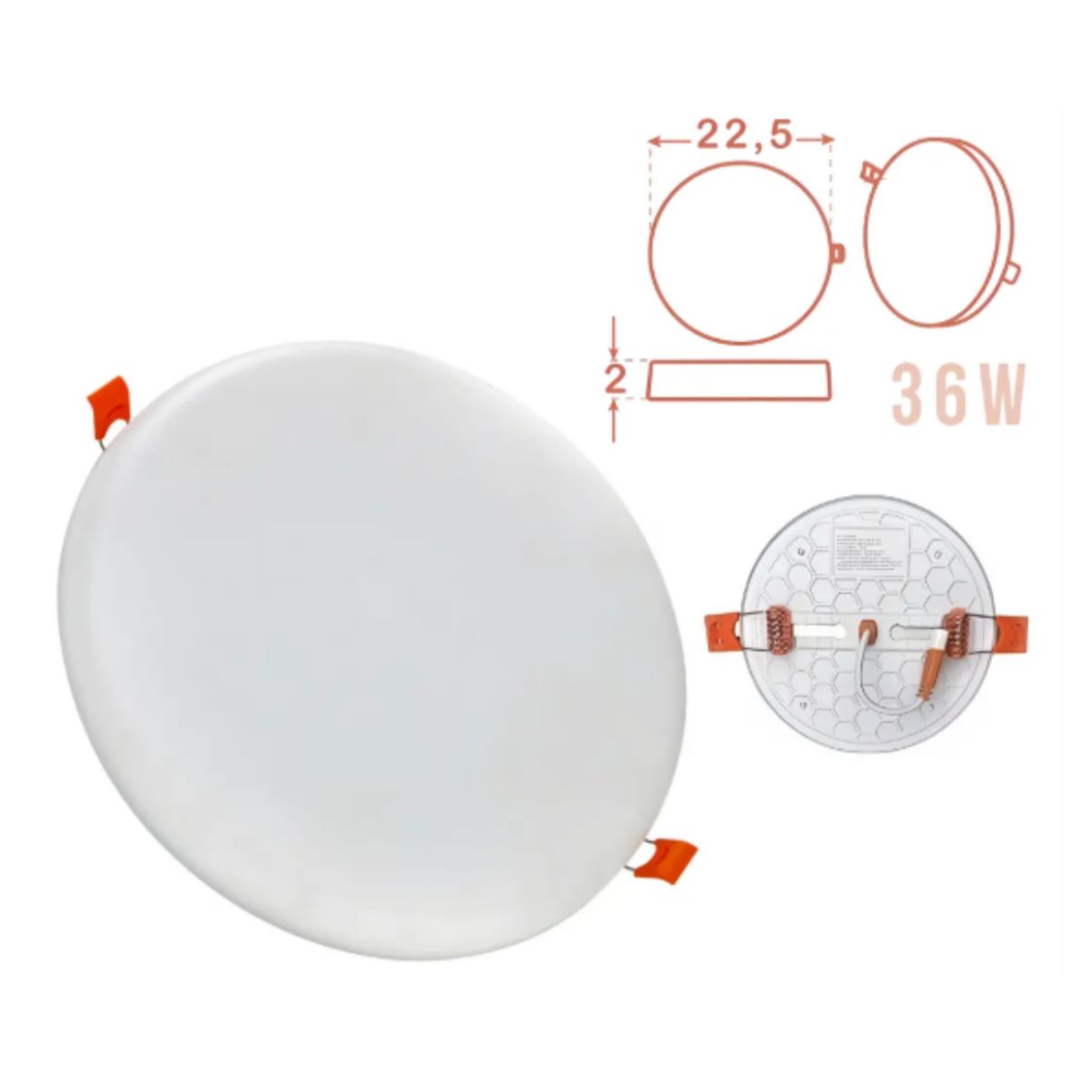 MERCURY - Panel led Redondo Incrustar Frameless 36W Blanco