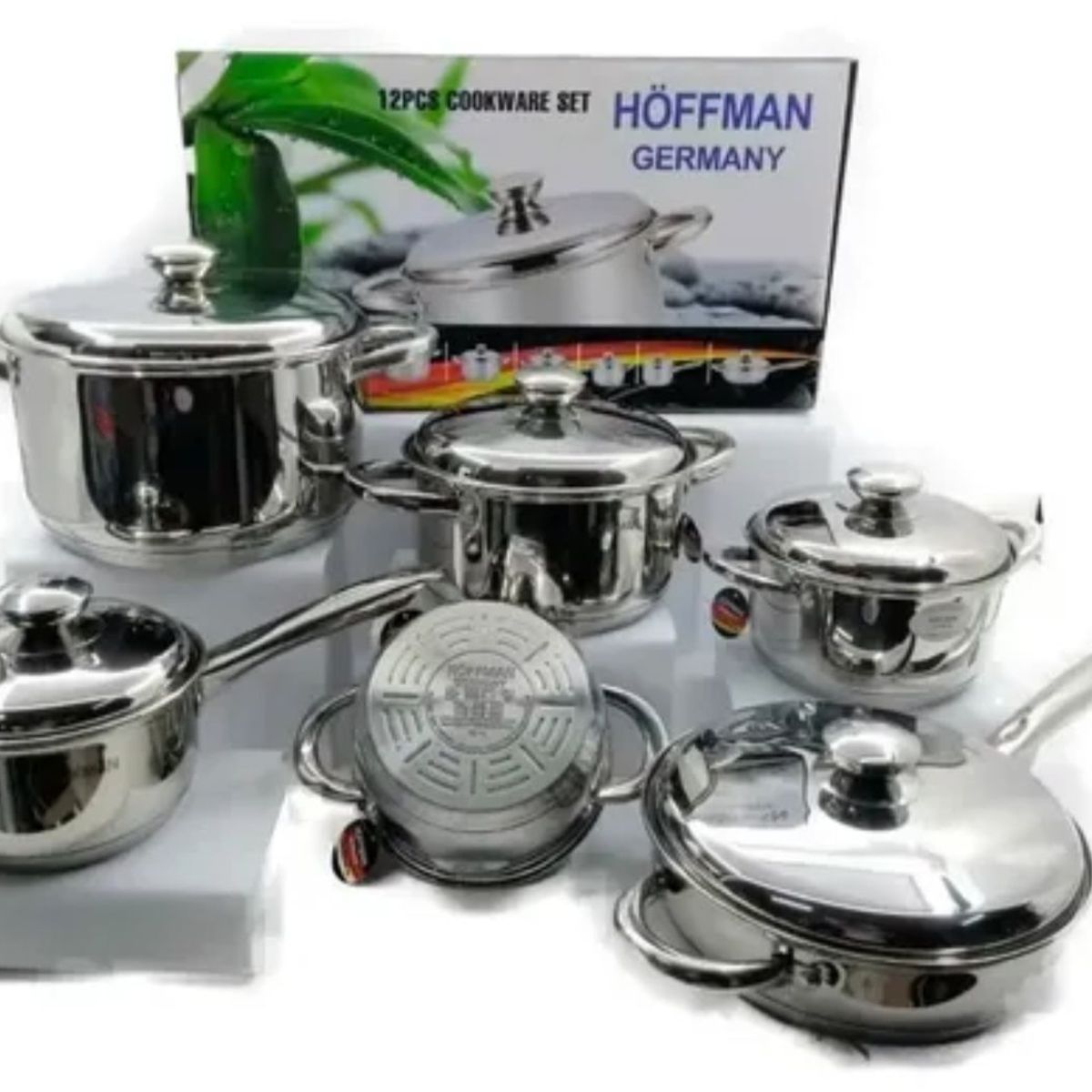 HOFFMANN - Juego de Ollas Acero Quirurgico Inoxidable Hoffman 12 piezas