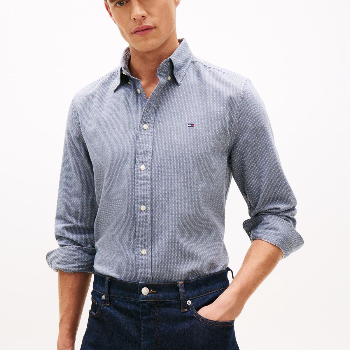 TOMMY HILFIGER - Camisa azul TH Flex regular Tommy Hilfiger