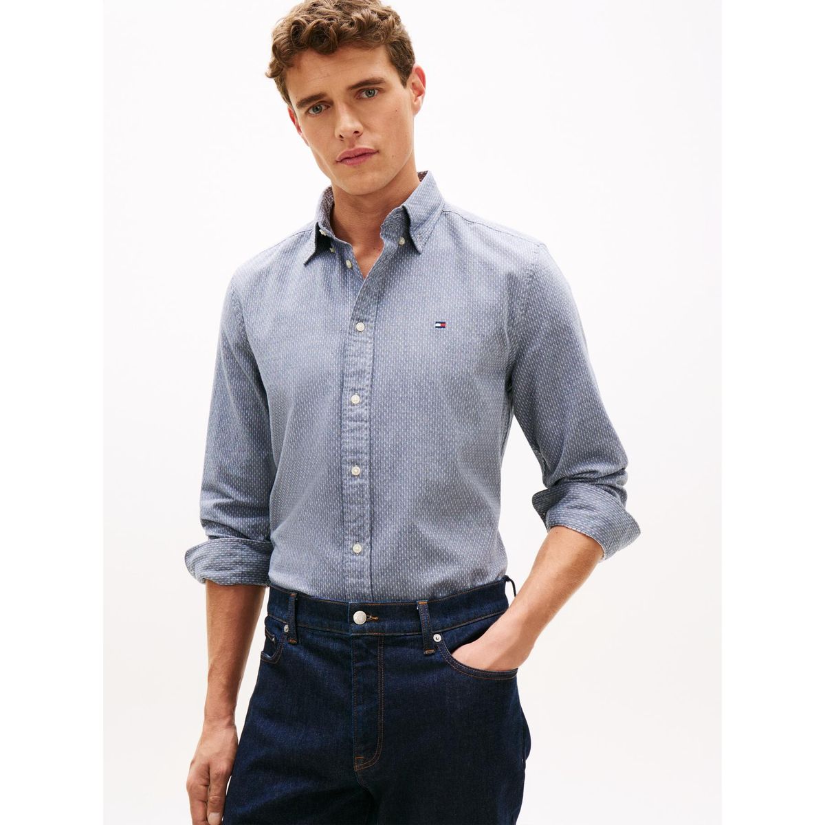 TOMMY HILFIGER - Camisa azul TH Flex regular Tommy Hilfiger