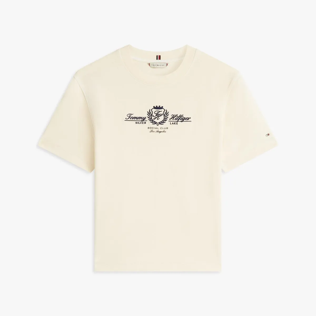 TOMMY HILFIGER - Camiseta amarilla amplia con logo y escudo bordado Tommy Hilfiger