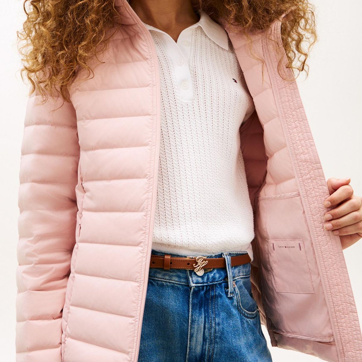 TOMMY HILFIGER - Chaqueta rosa ligera de plumón Tommy Hilfiger