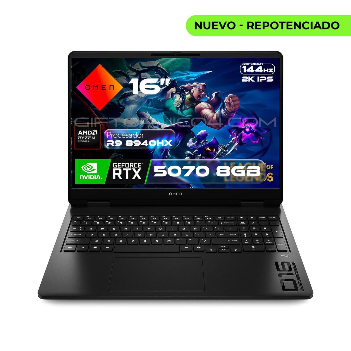 HP - Portatil Hp Omen 16-ap0011la - 16" 2K 144Hz - AMD Ryzen™ 9 8940HX - RAM 24GB - 1TB SSD - RTX5070 8GB
