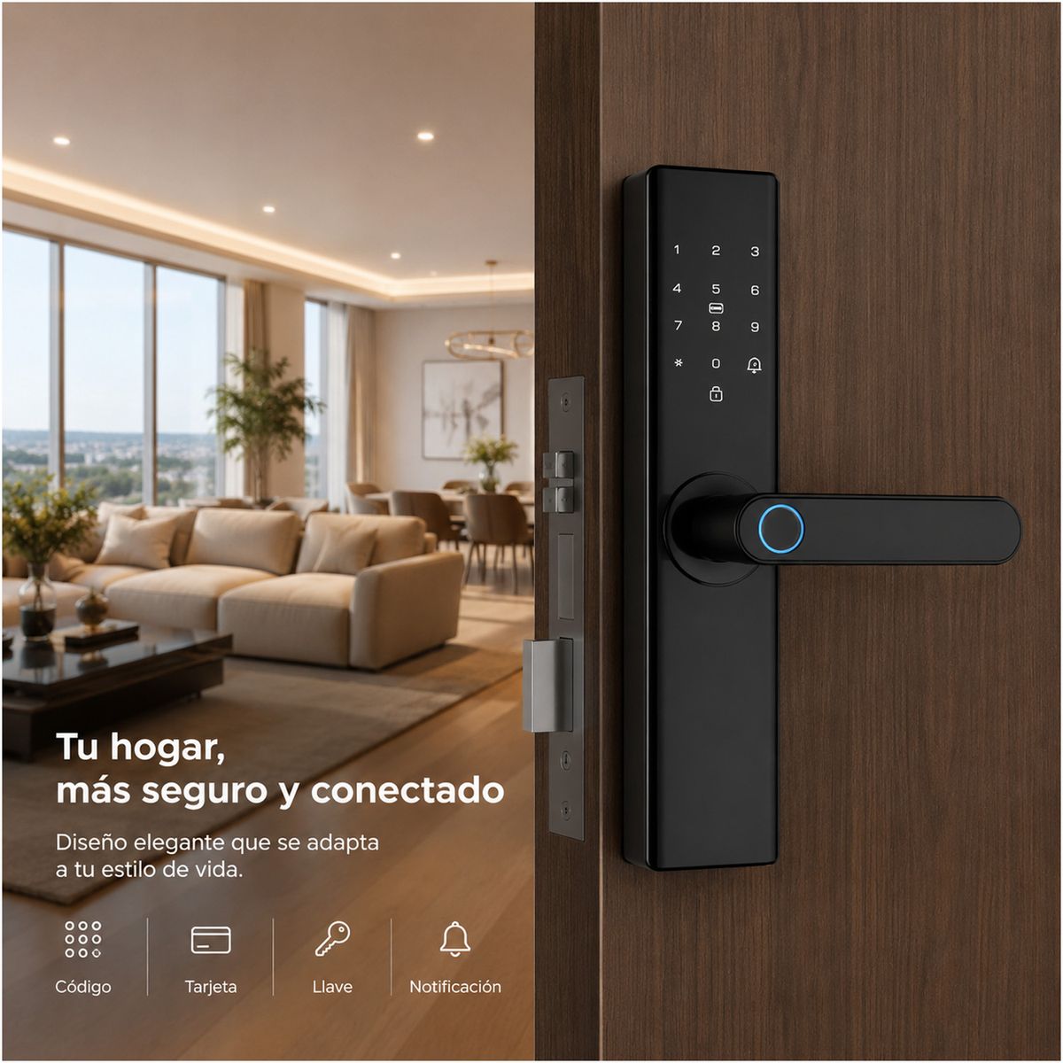 ONE PIXEL - Cerradura Inteligente Digital Con Huella Codigo Y Llaves Segura Para Tu Hogar
