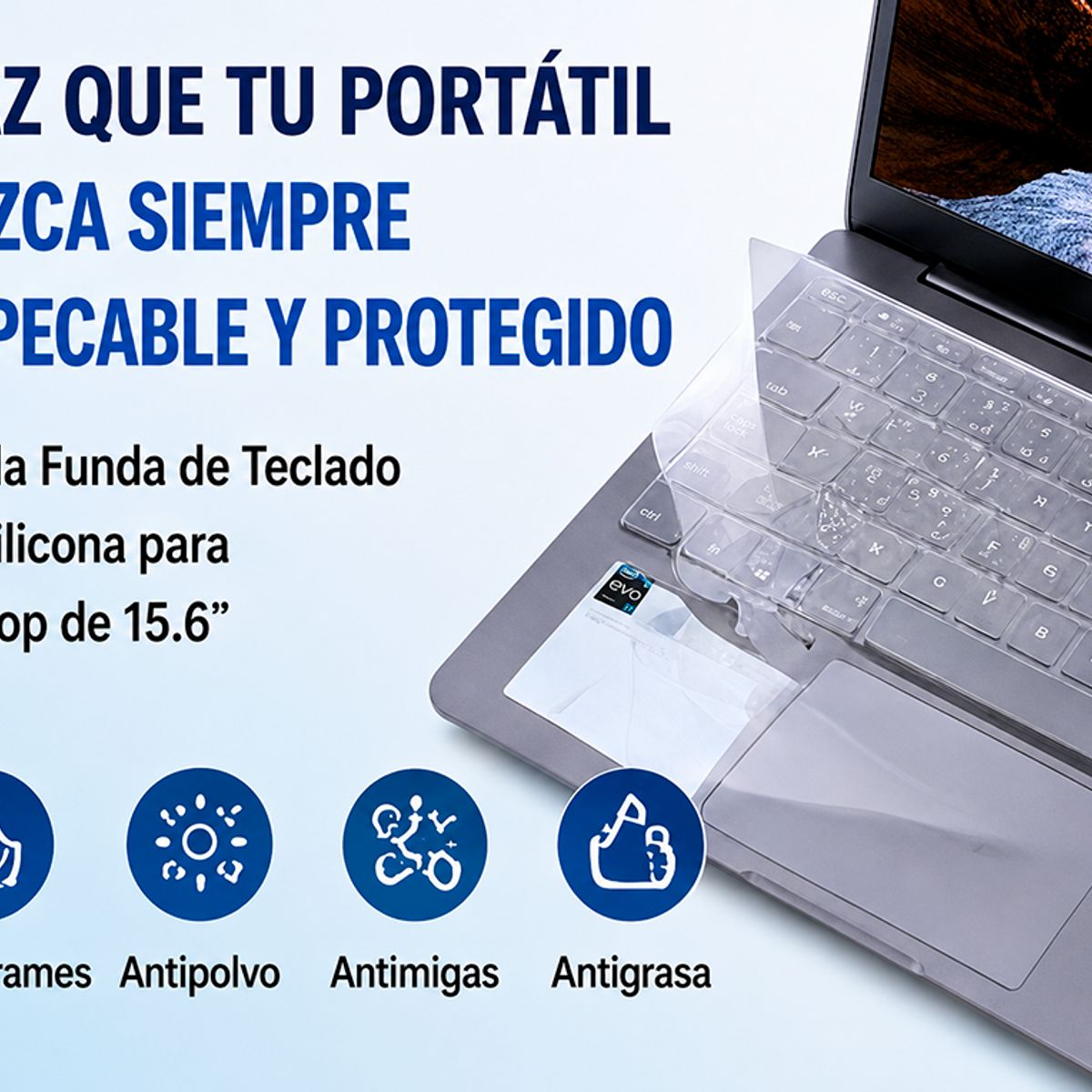 GENERICO - Película Protectora Antiderrames Silicona Para Computador Portátil 15.6