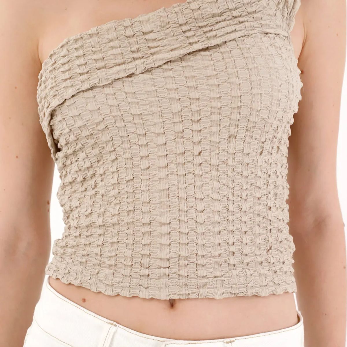 TENNIS - Camiseta tela texturizada crudo para mujer