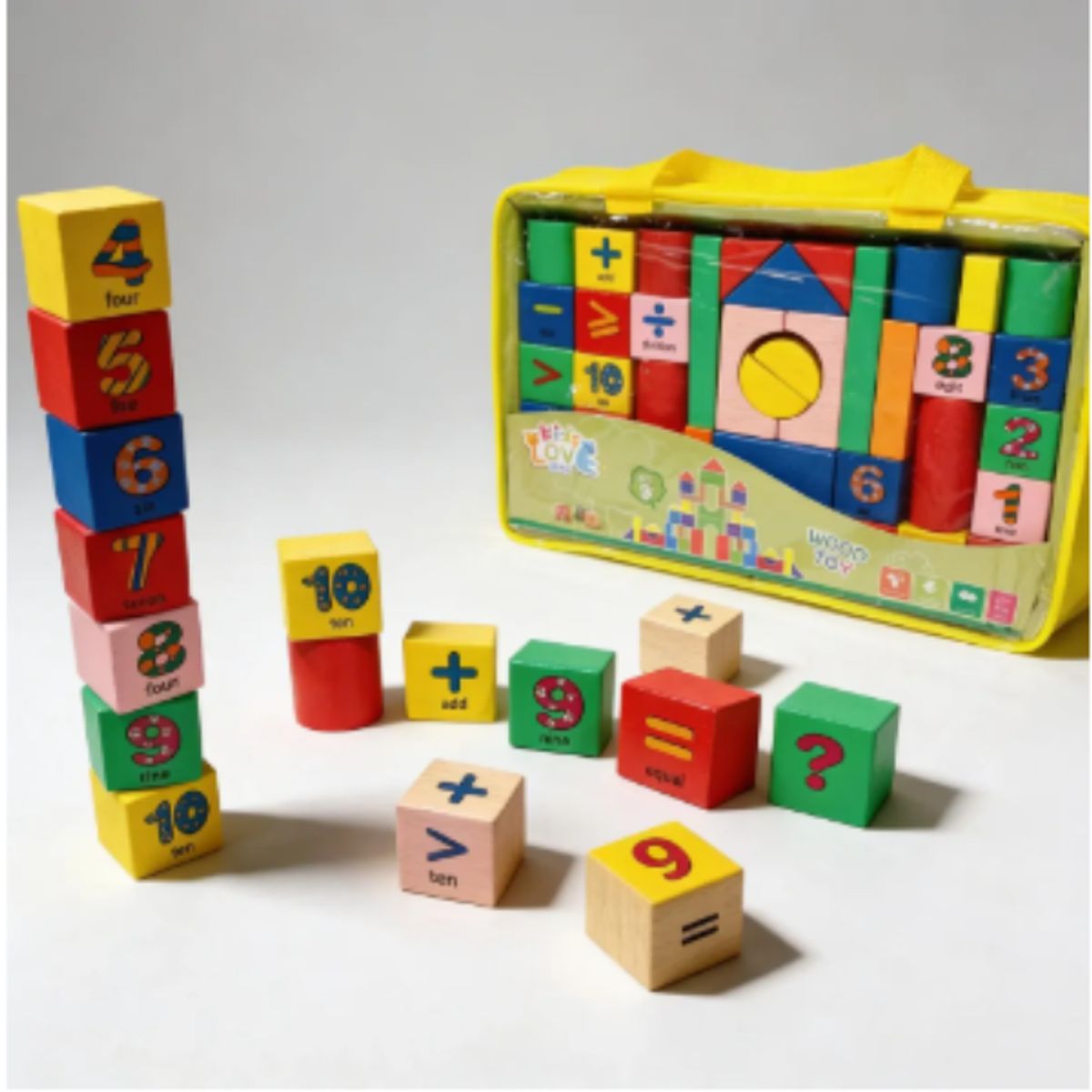 GENERICO - Bloques Lógicos Madera Números Y Figuras Juego Didáctico Kit