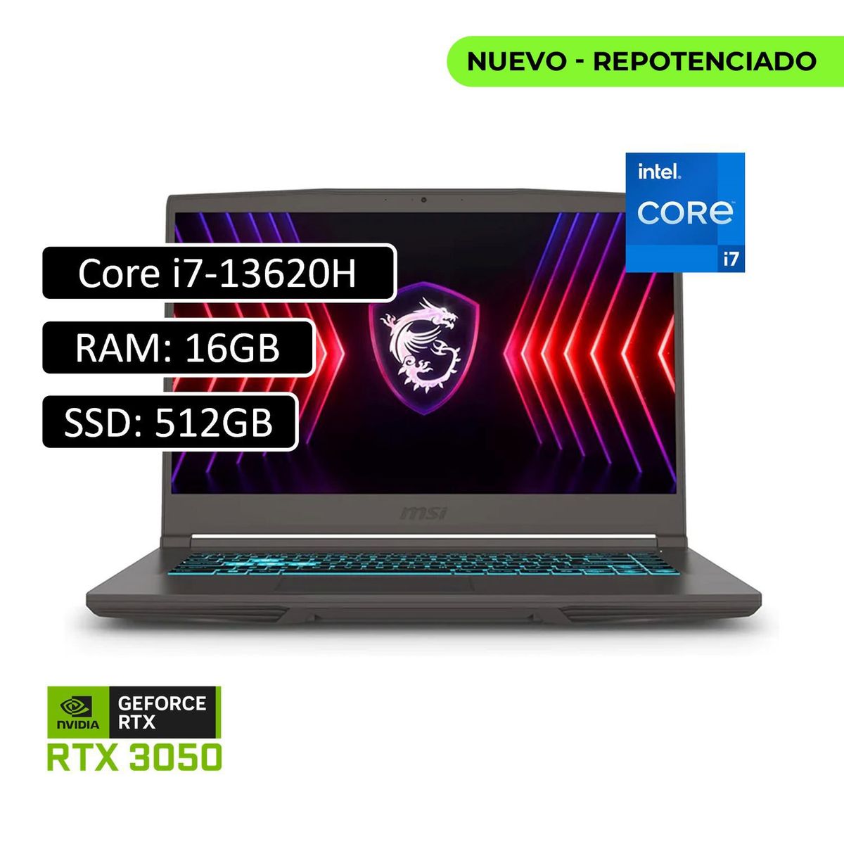 MSI - PORTATIL MSI THIN 15 INTEL CORE I7 13620H RAM 16GB SSD 512GB RTX 3050 4GB