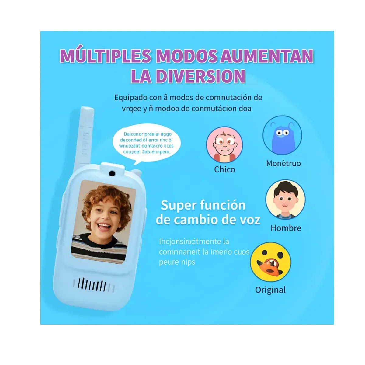 TECNOHOGAR JS - Walkie Talkie Niños Video Llamada Recargable Tipo C Pantalla