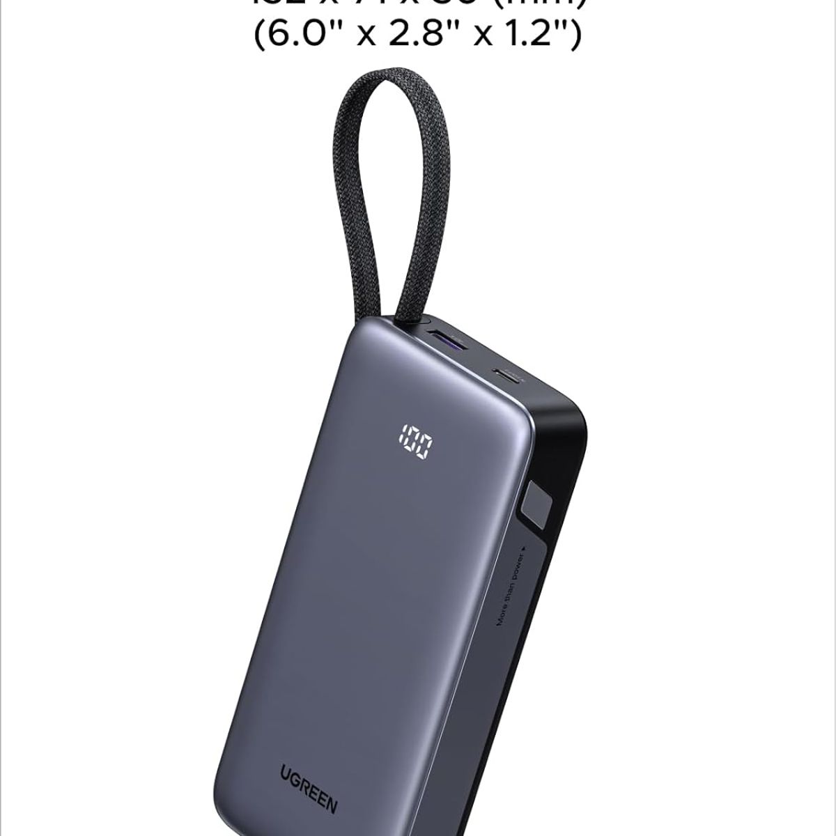 UGREEN - UGREEN Nexode Power Bank 20000mAh 45W  Batería Portátil de Carga Rápida con Cable Integrado