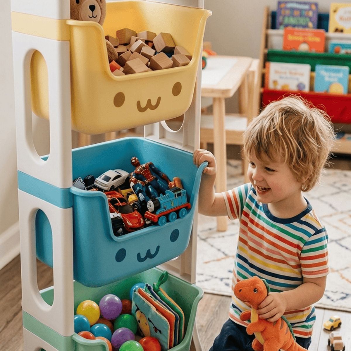 IDEAL FURNITURE - Estante Organizador Infantil 3 Niveles – Orden práctico y diseño encantador