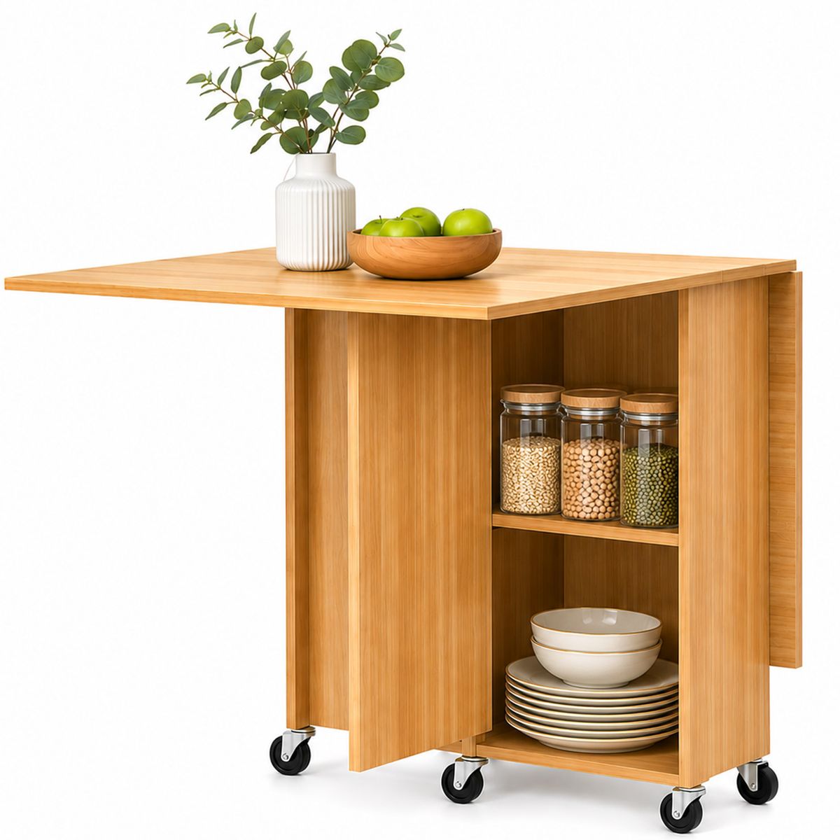 ONE PIXEL - Mesa De Comedor Plegable Con Ruedas Moderna Con Almacenamiento