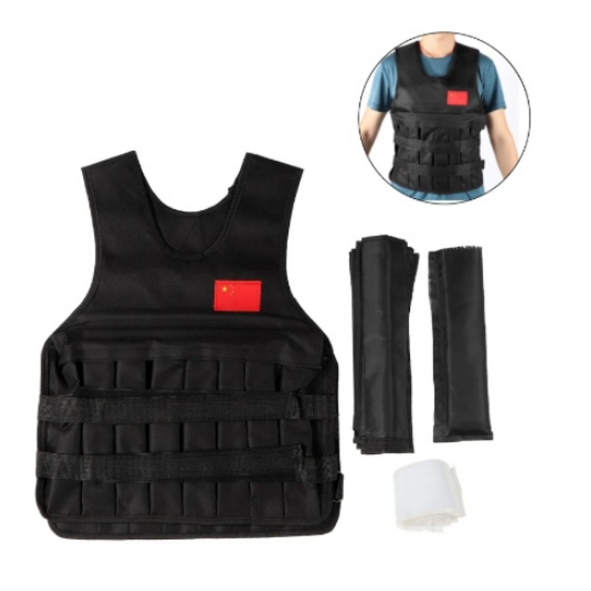 GENERICO - Product image Product image Product image Chaleco Lastrado Ajustable 20kg Carga Negro 50LBS