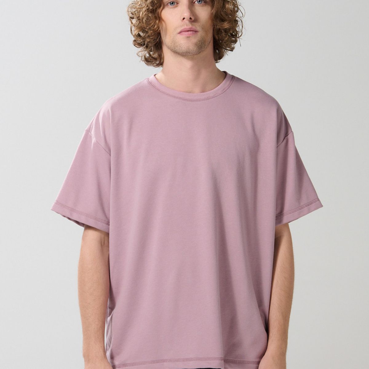 KOAJ - KOAJ Camiseta en fleece grueso unicolor oversize manga corta Hombre