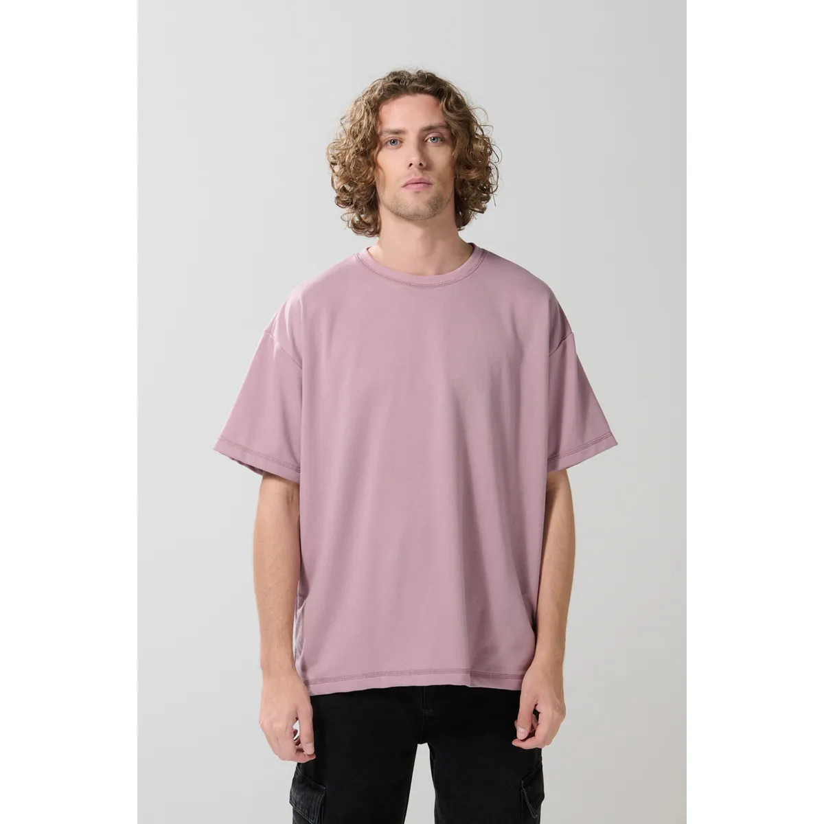 KOAJ - KOAJ Camiseta en fleece grueso unicolor oversize manga corta Hombre