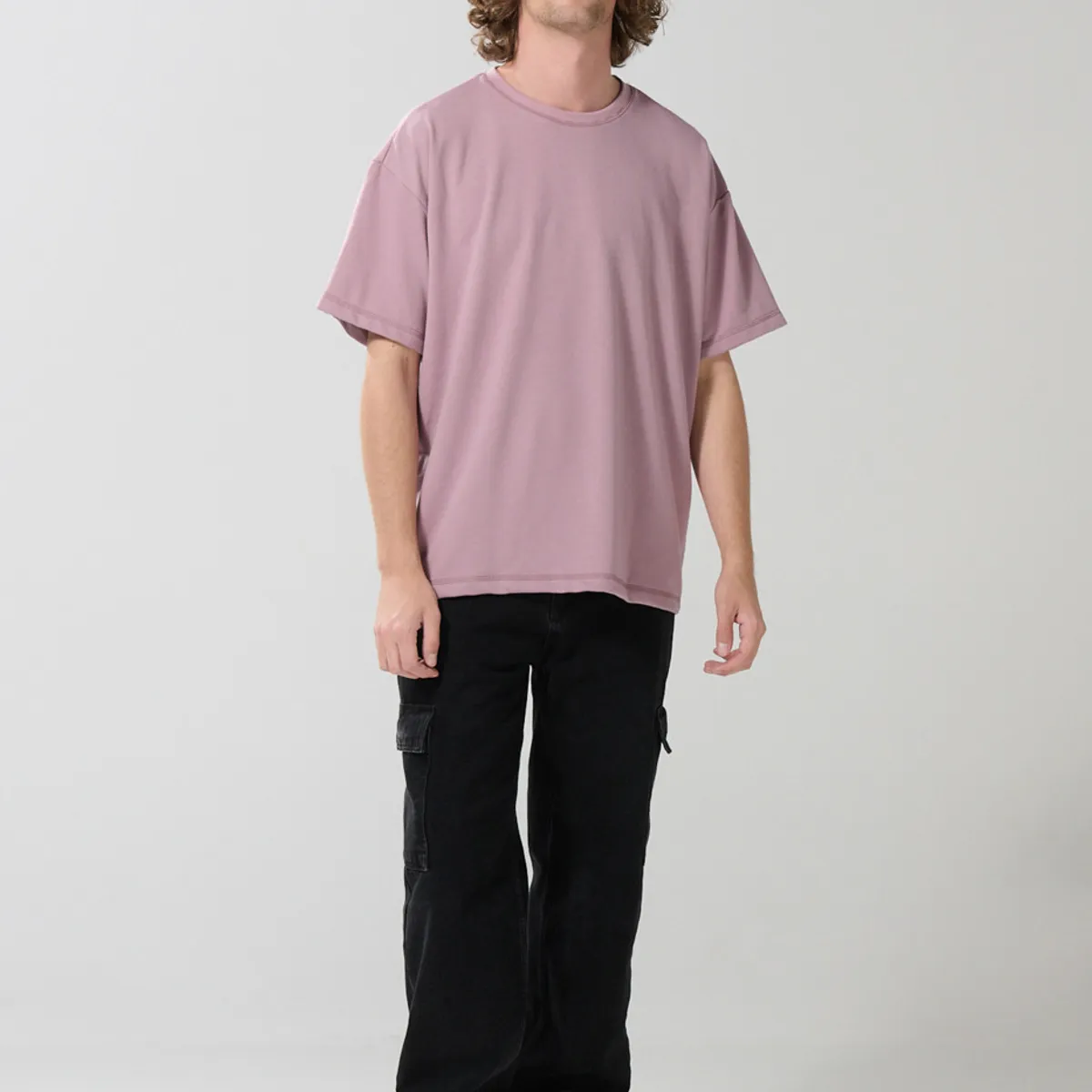 KOAJ - KOAJ Camiseta en fleece grueso unicolor oversize manga corta Hombre