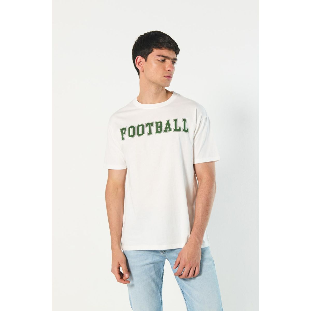 KOAJ - KOAJ Camiseta unicolor cuello redondo con texto college depo Hombre