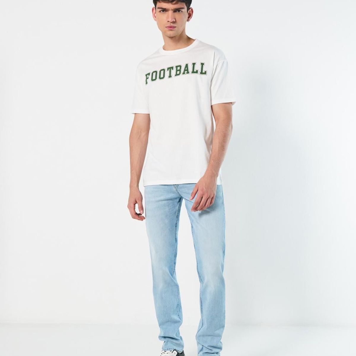 KOAJ - KOAJ Camiseta unicolor cuello redondo con texto college depo Hombre