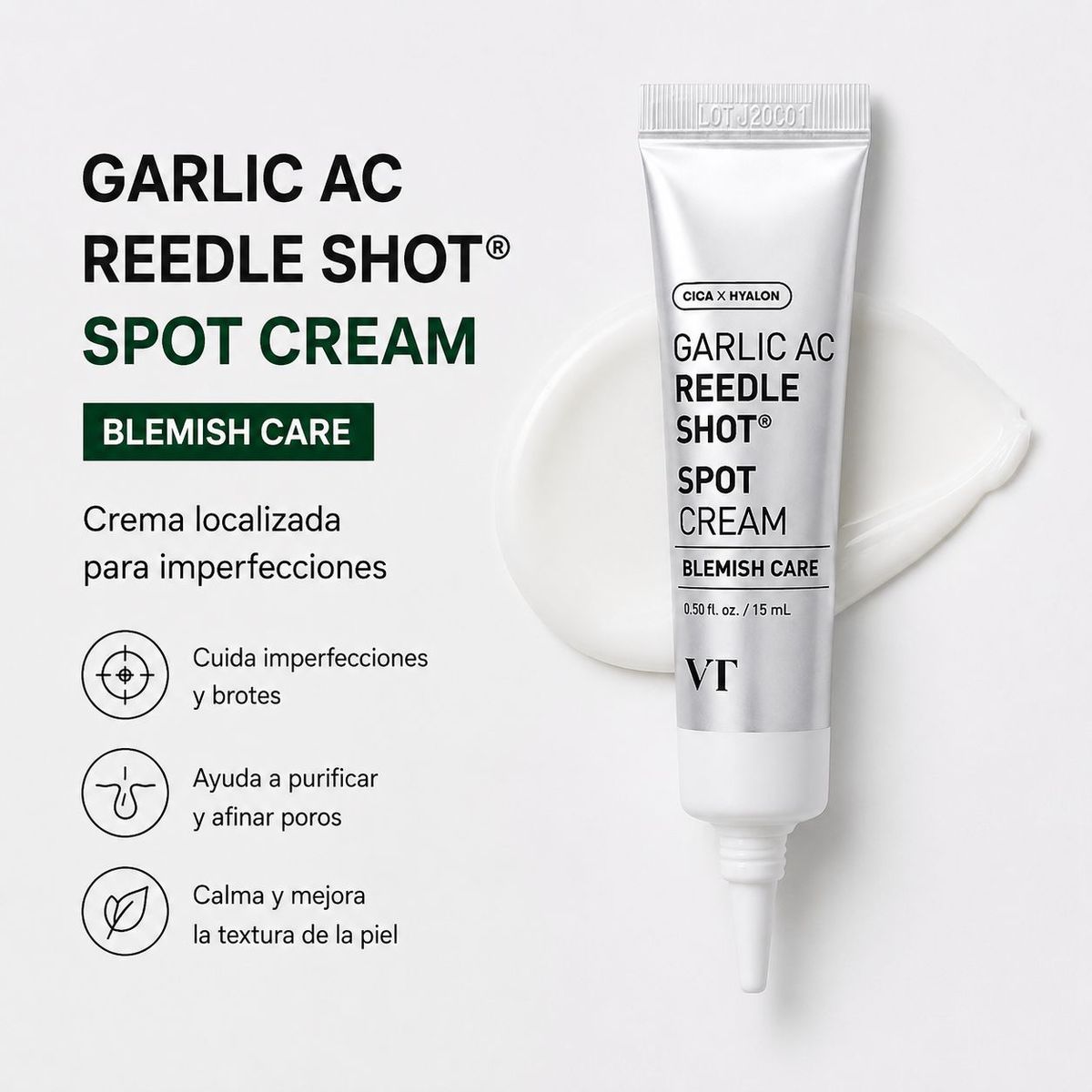 VT COMESTICS - VT Garlic AC Reedle Shot Crema Localizada Anti-Imperfecciones x15ml