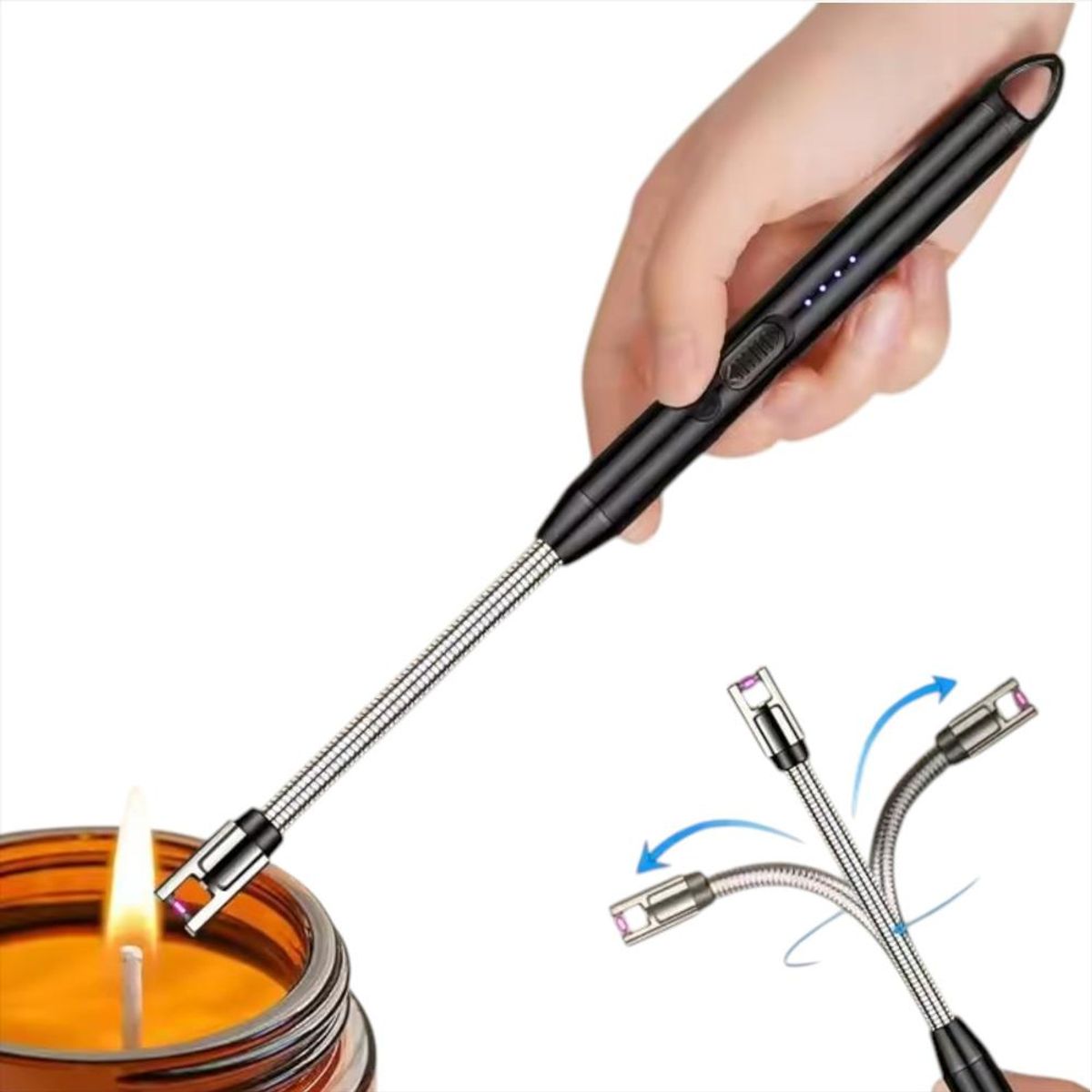 SILVER - Encendedor Electrico Ideal Para Hogar Y Exteriores Recargable USB No Generico