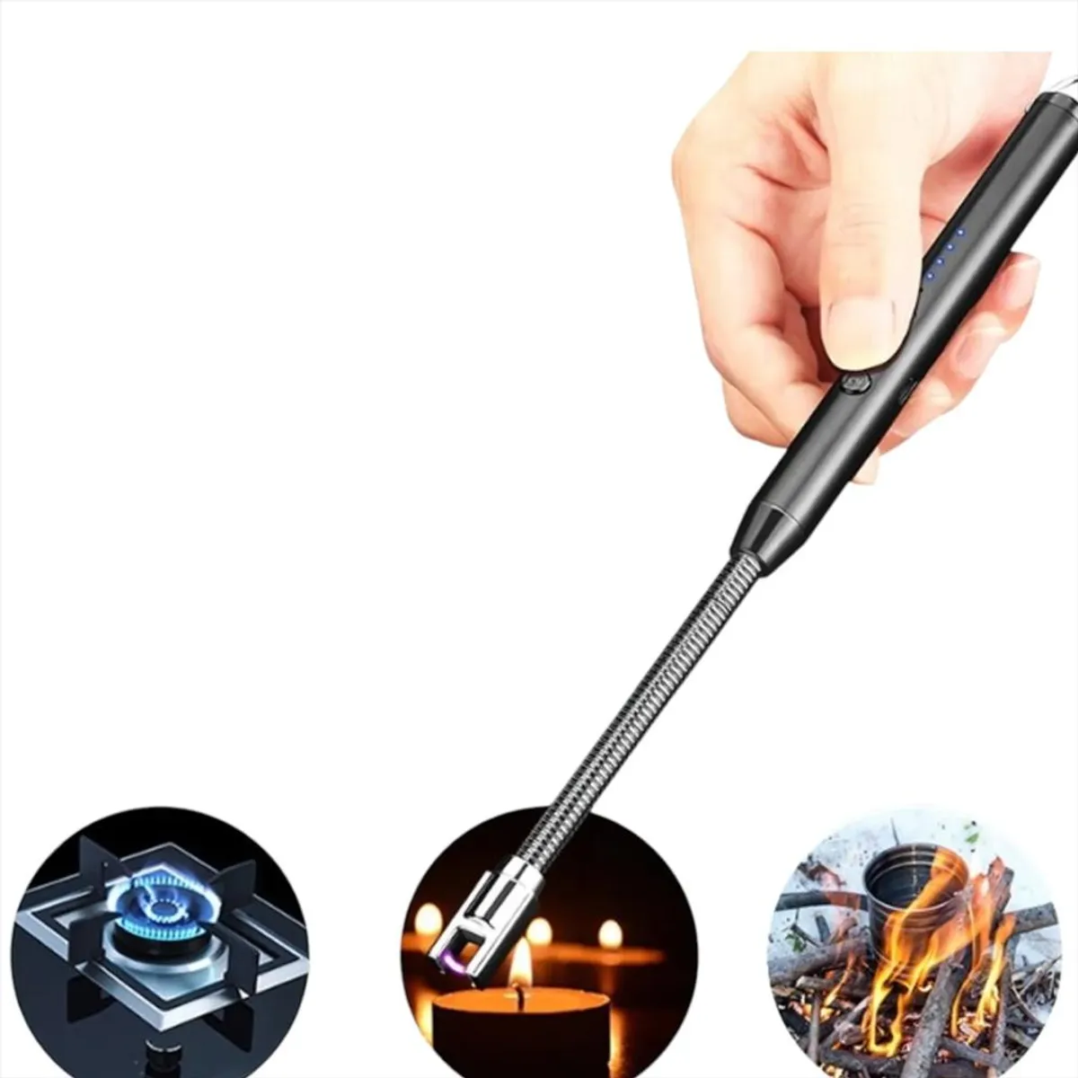 SILVER - Encendedor Electrico Ideal Para Hogar Y Exteriores Recargable USB No Generico