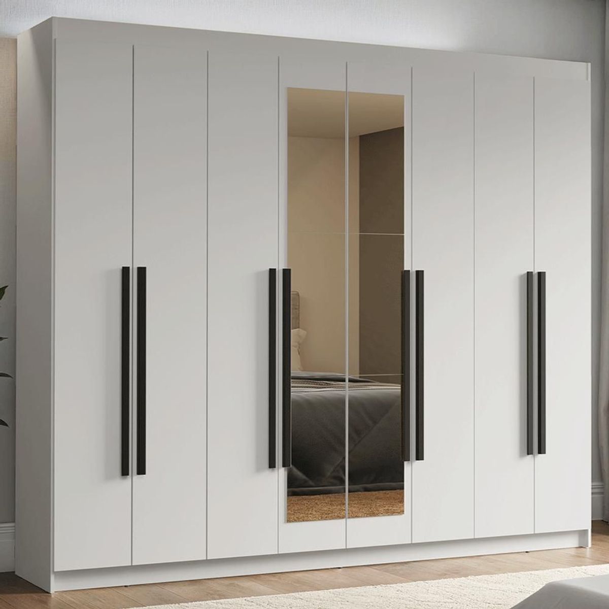 MADESA - Closet Venus 8 Puertas 4 Cajones 2 Espejos Blanco