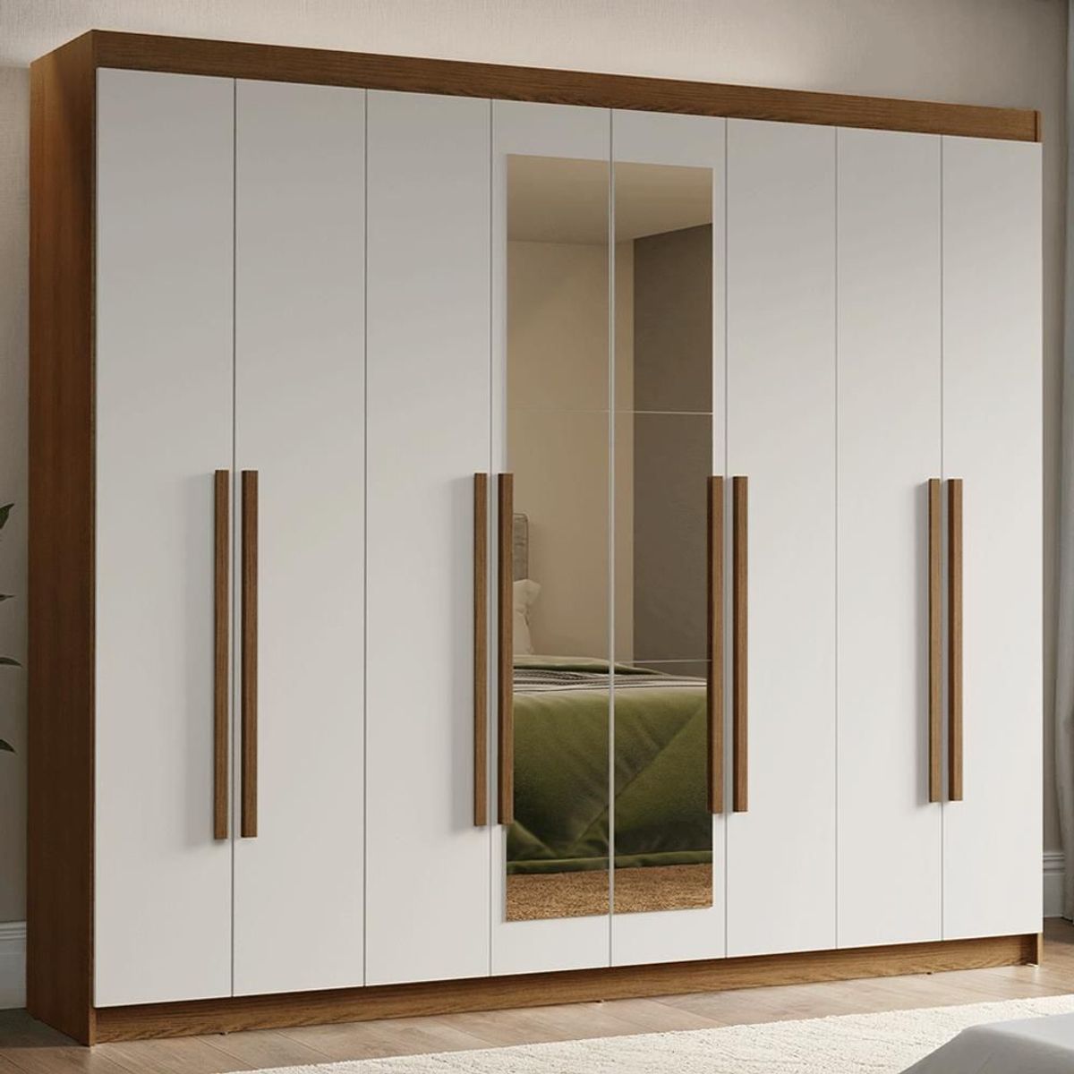 MADESA - Closet Venus 8 Puertas 4 Cajones 2 Espejos MarrónBlanco