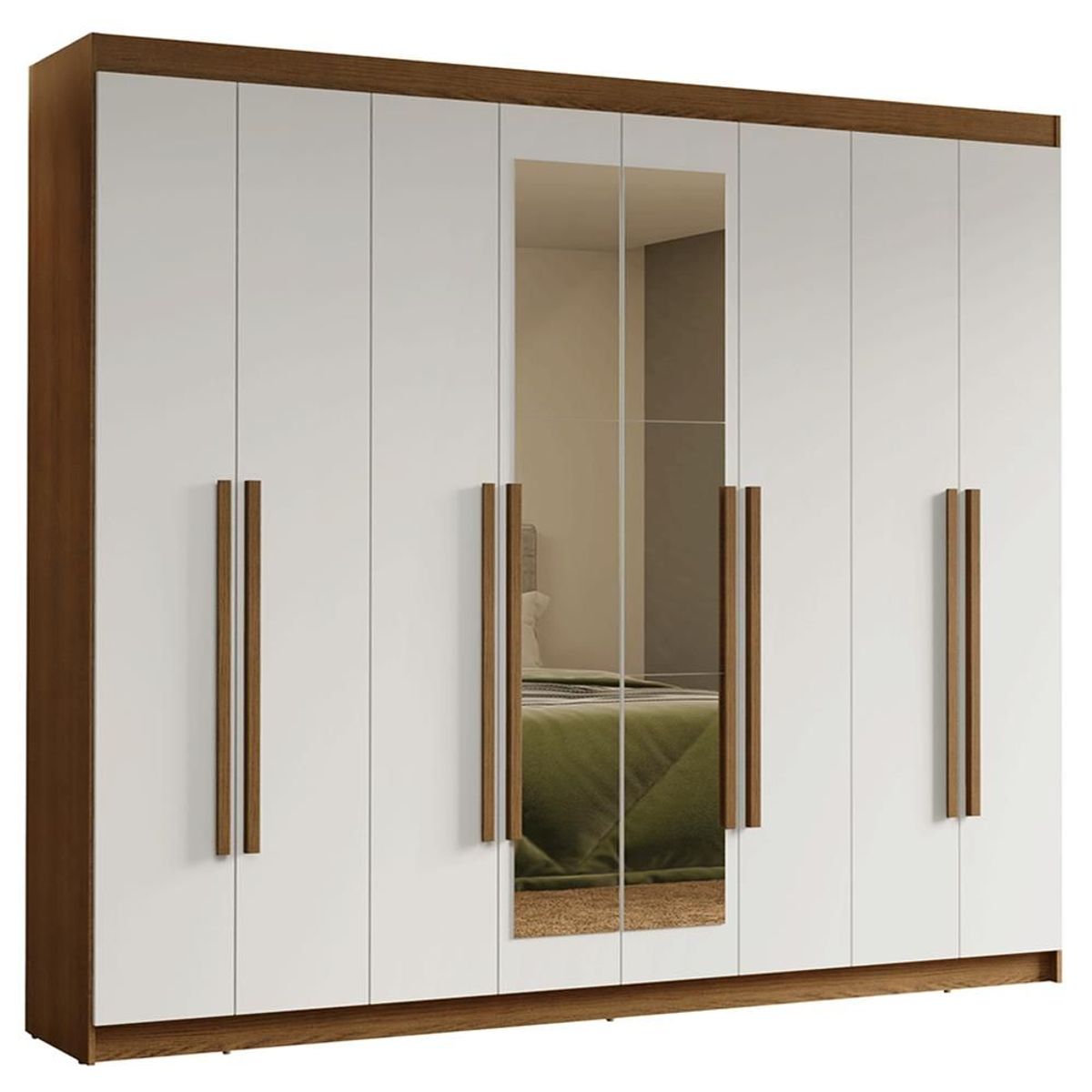MADESA - Closet Venus 8 Puertas 4 Cajones 2 Espejos MarrónBlanco