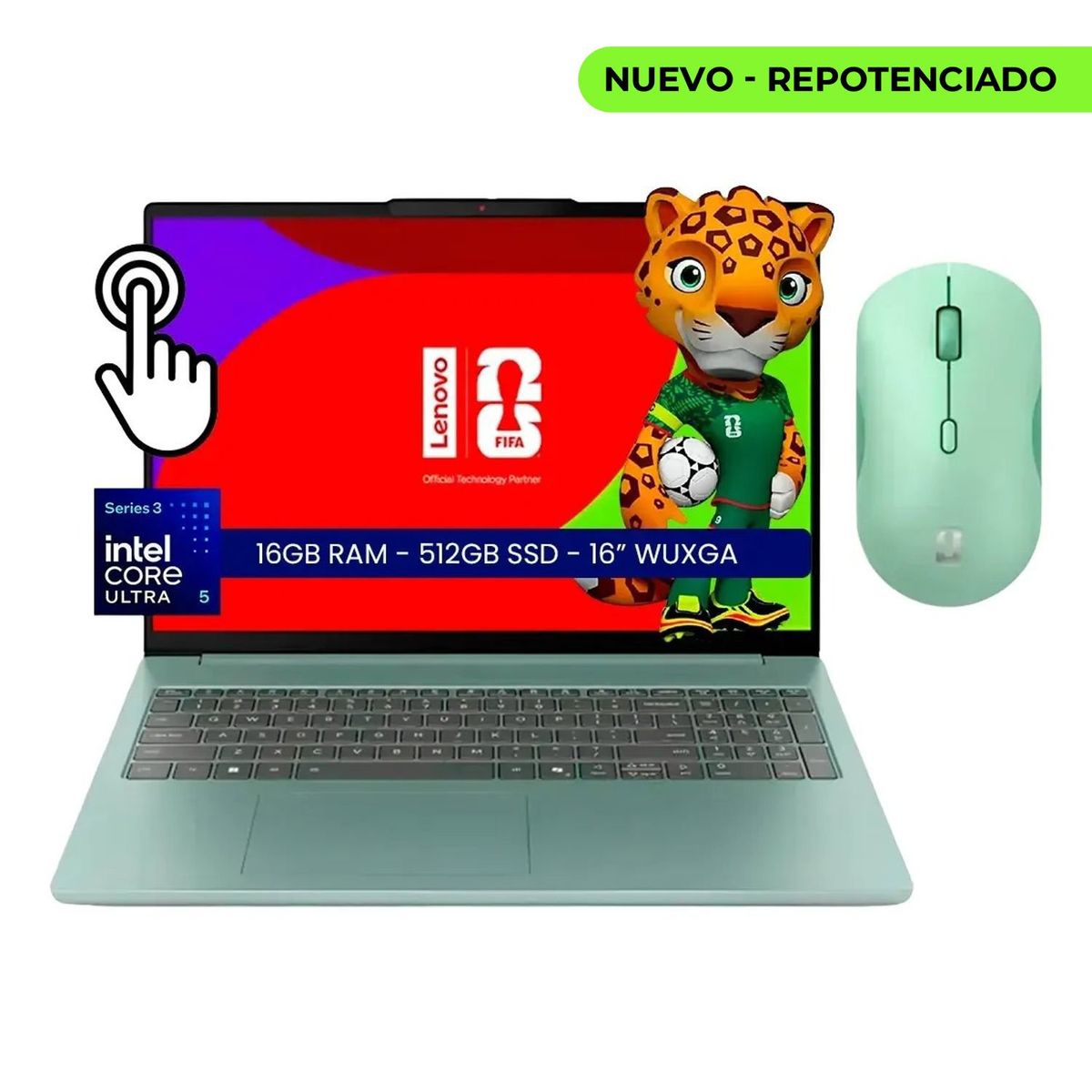 Lenovo - PORTATIL LENOVO INTEL CORE UTRA 5 16GB RAM 512GB SSD TACTIL W11 + MOUSE EDICION WORLD CUP