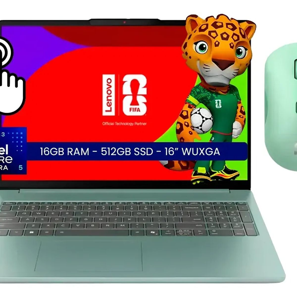 Lenovo - PORTATIL LENOVO INTEL CORE UTRA 5 16GB RAM 512GB SSD TACTIL W11 + MOUSE EDICION WORLD CUP