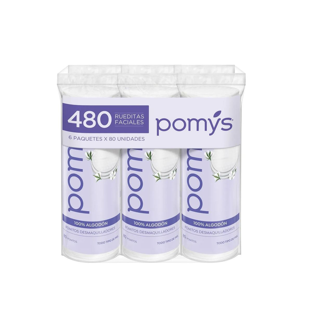 POMYS - Pomys Rueditas Faciales Desmaquillantes 80uns X 6 Unidades