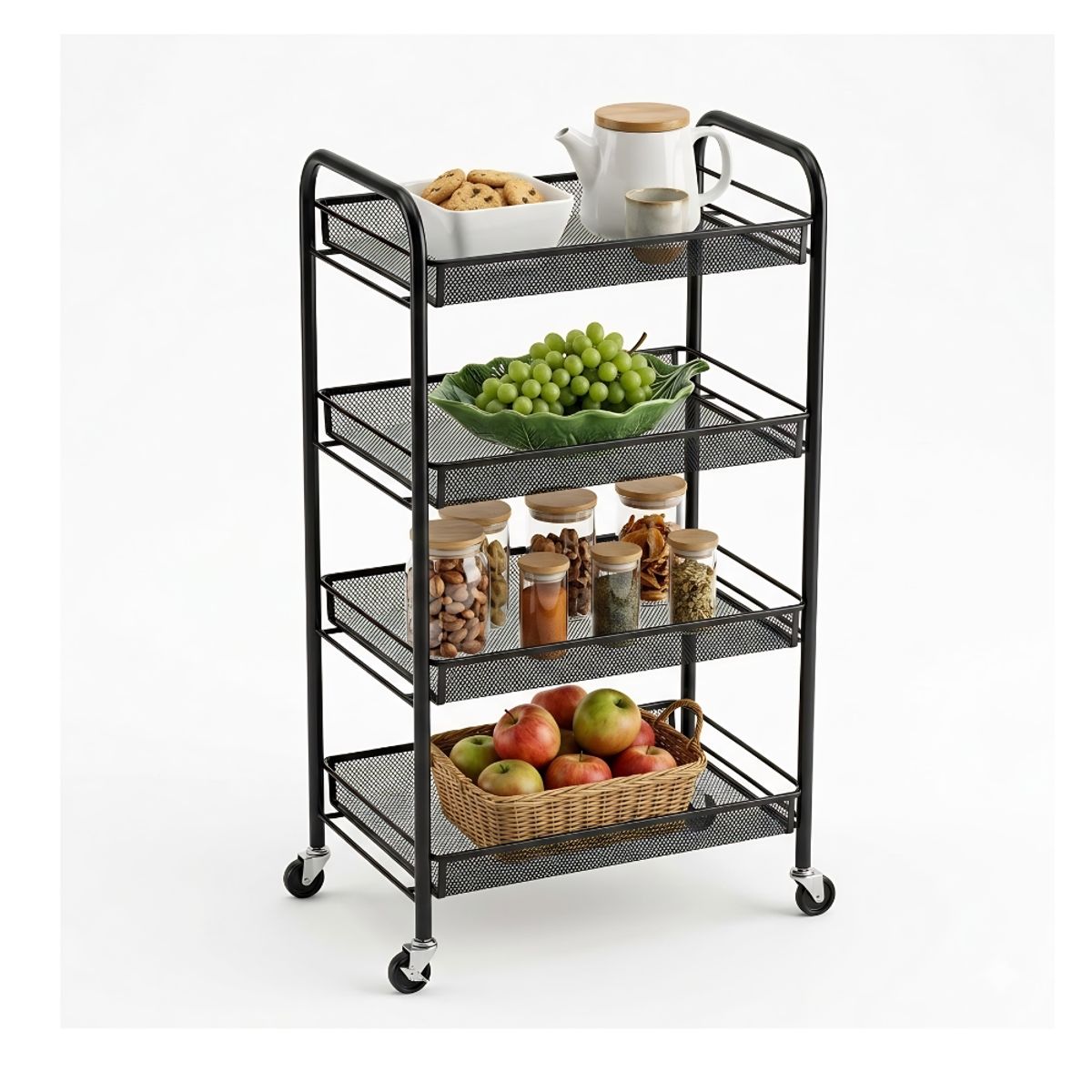 GENERICO - Carrito Organizador Multiusos 4 Niveles Con Ruedas Cocina Baño