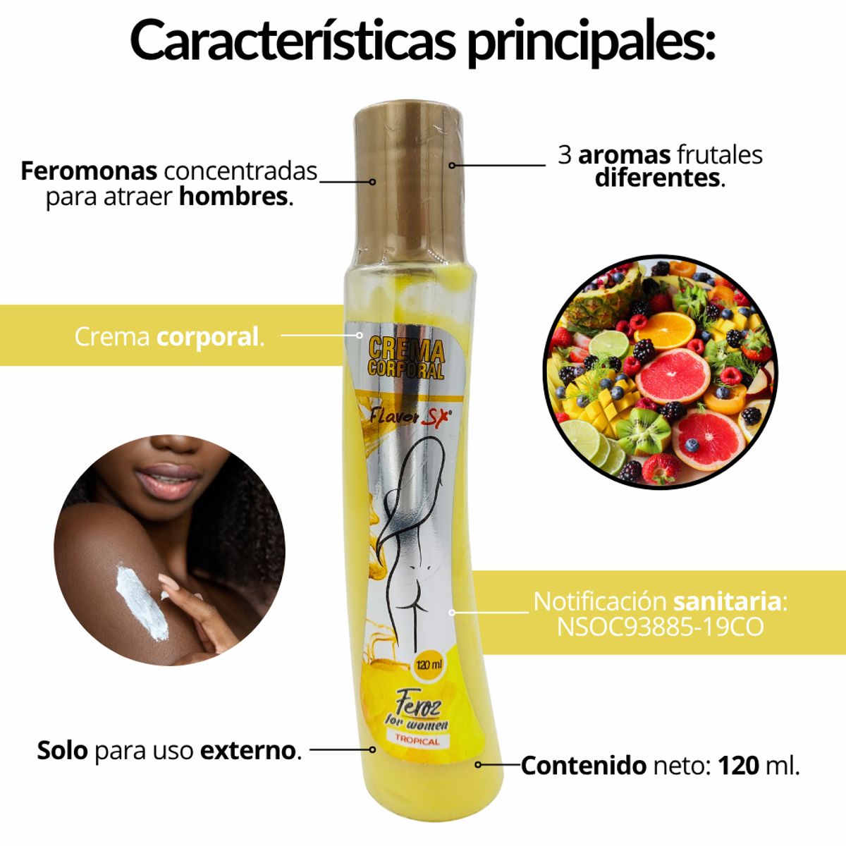 FLAVOR SEX - Crema Corporal Con Feromonas Femenino Flavor Atrae Hombres 120 ml