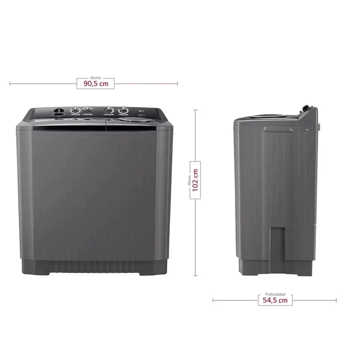 LG - Lavadora LG SemiAutomática Carga Superior 15 Kilos WP15BAR Gris