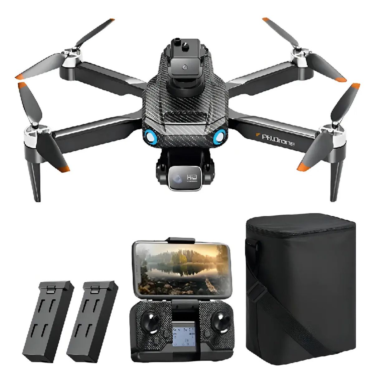 CHINA GLAZE - Drone Gps T3 Pro 1080p, Doble Cámara, 2 Baterías Y Estuche Color Negro