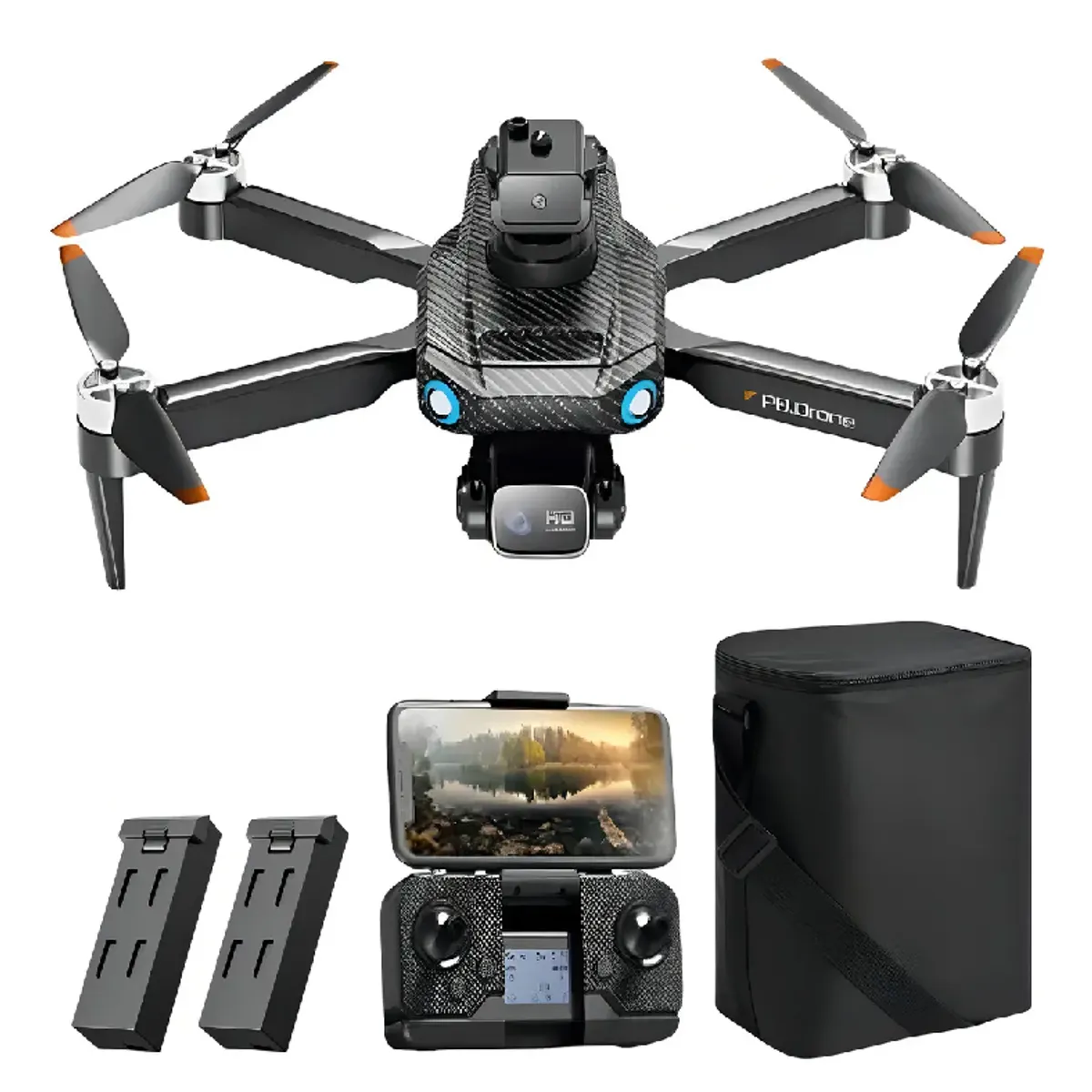 CHINA GLAZE - Drone Gps T3 Pro 1080p, Doble Cámara, 2 Baterías Y Estuche Color Negro
