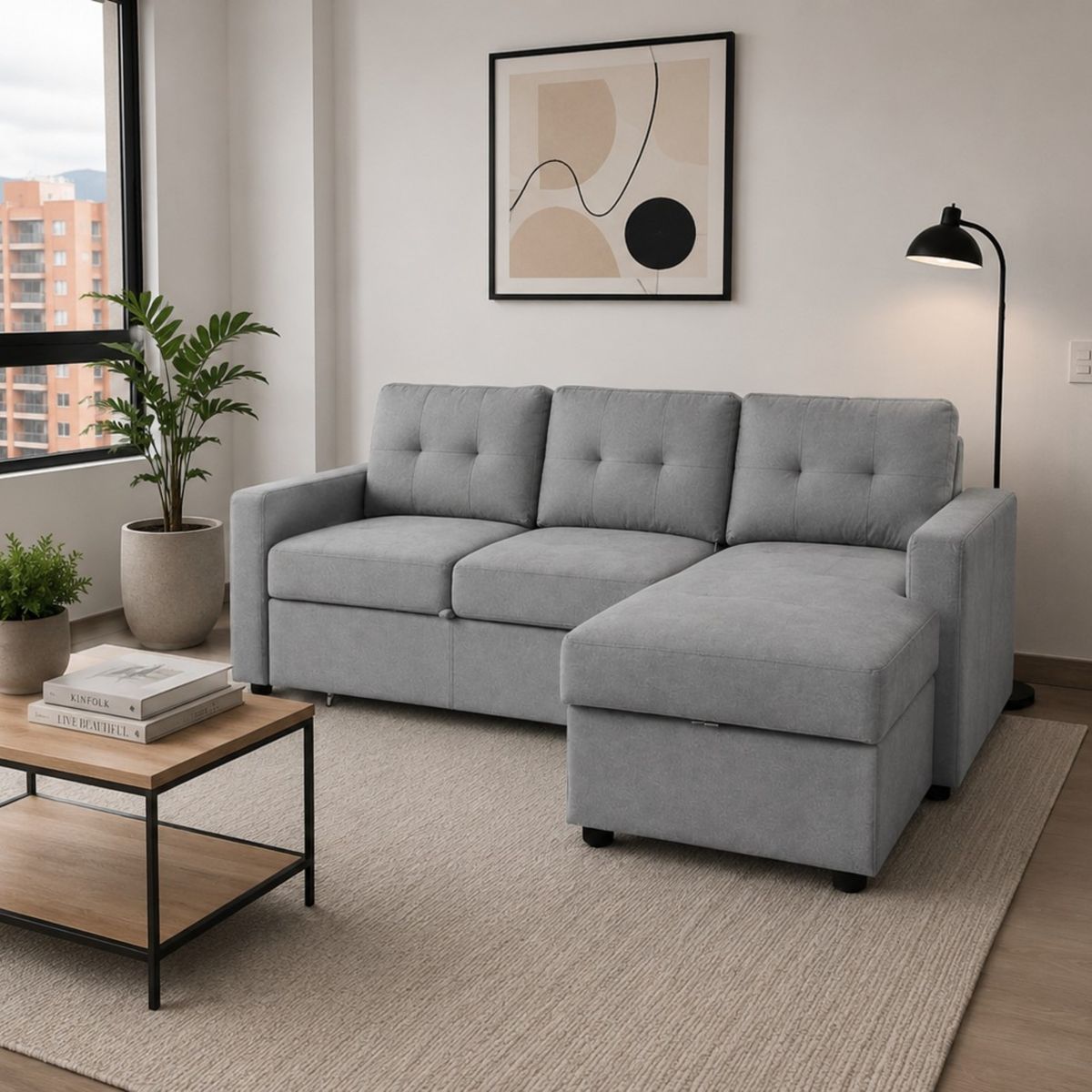 MUEBLES FIOTTI - Sofá Cama en L Toledo Izquierdo