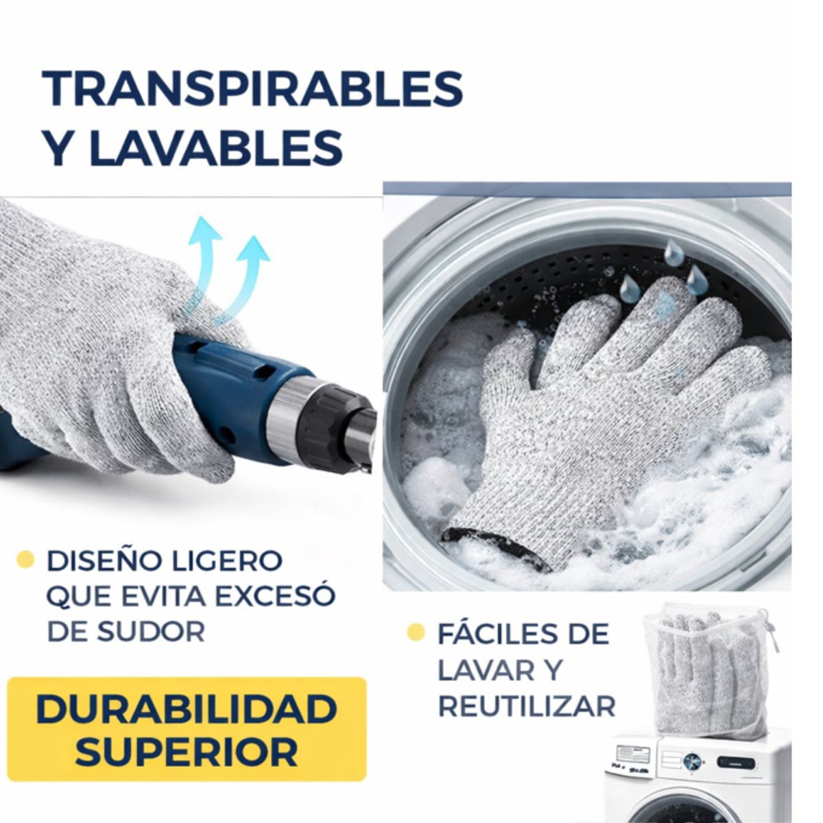 CHINA GLAZE - Par de Guantes Resistentes A Cortes Nivel 5 Seguridad Cocina Vidrio X2 FK17-SM0134